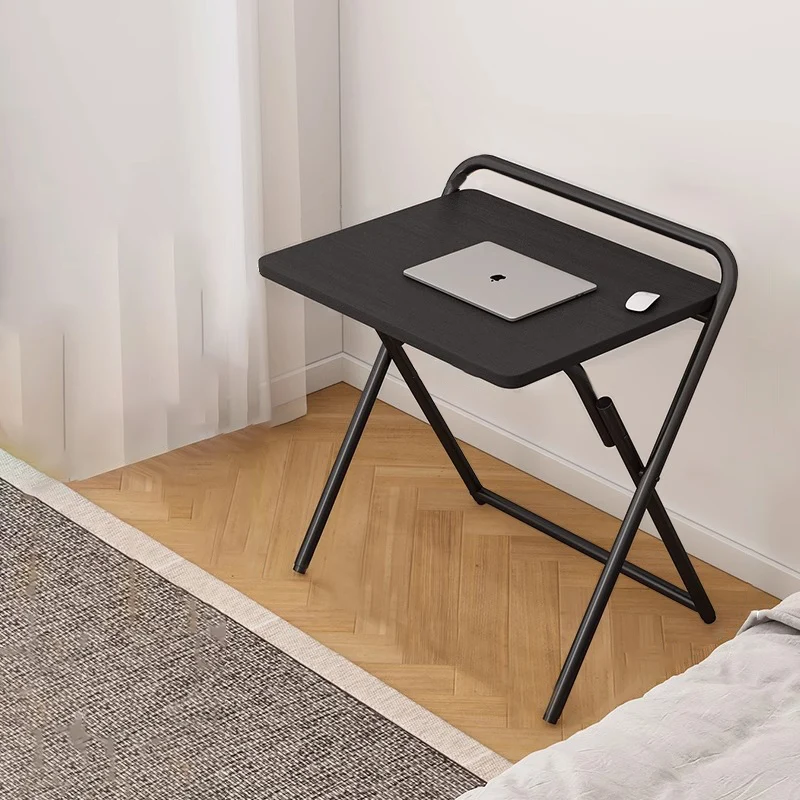 Modern Minimalist Steel Tube MDF Foldable Rounded Rectangular Office Desk 1/2 Tier For Bedroom