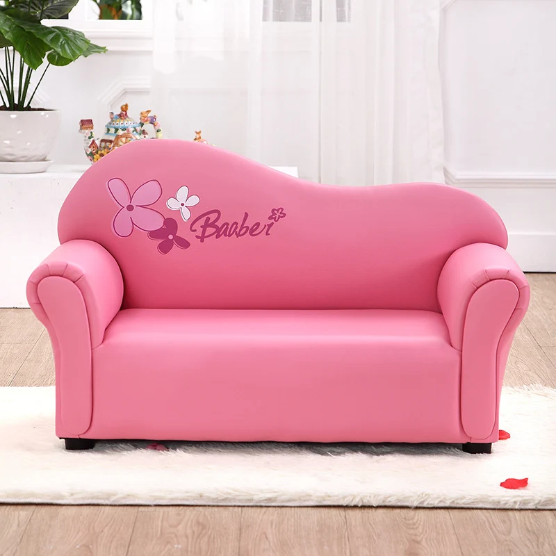 Modern Minimalist Rectangular Curved Solid Wood PU Leather Kids Sofa Backrest Armrest For Living Room