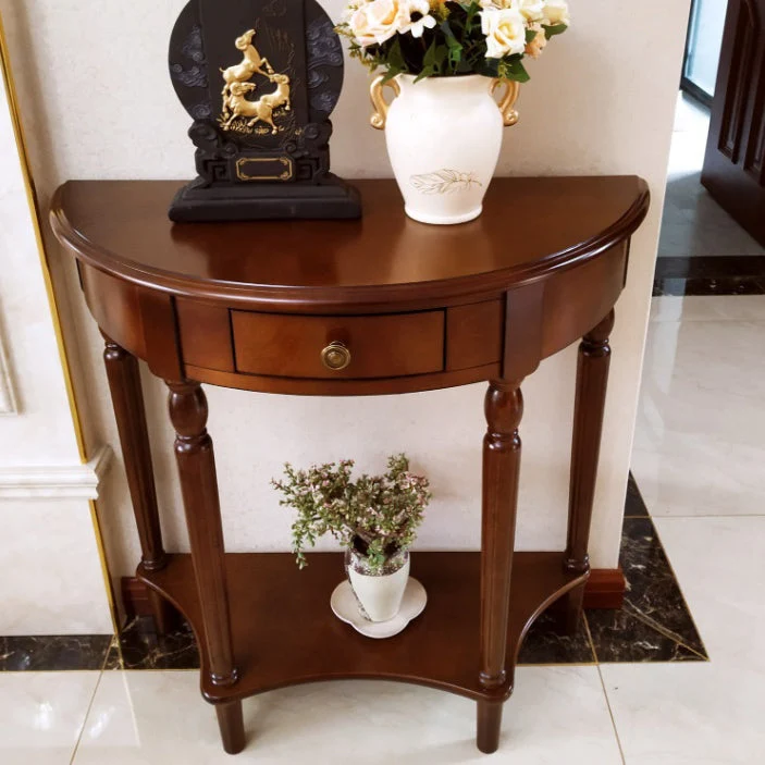 Victorian Wood Console Table Half Moon Console Sofa Table for Hall
