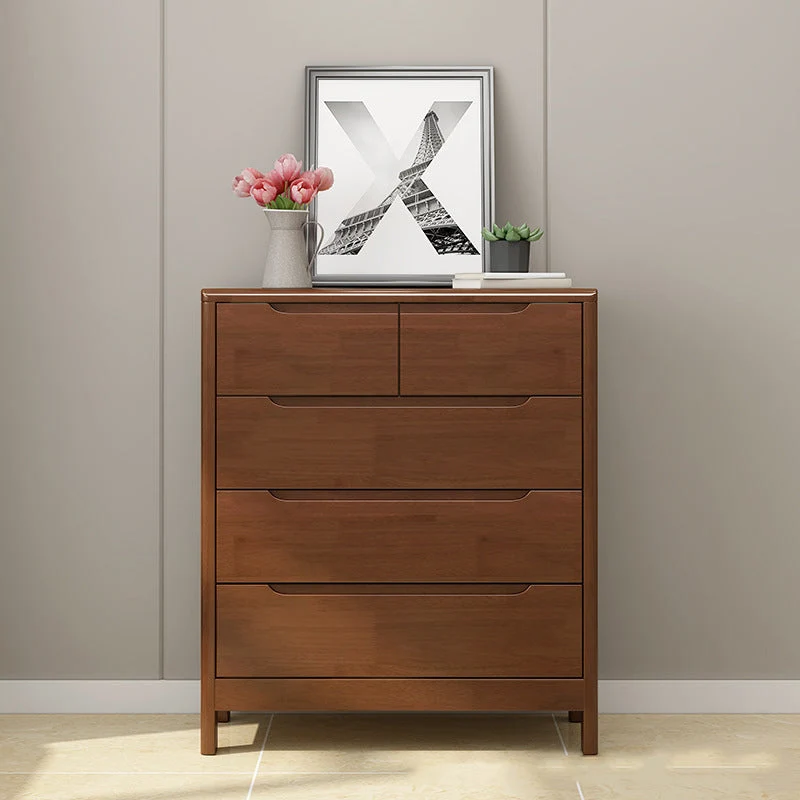 Contemporary Vertical Bedroom Chest Wooden Storage Chest with Drawers