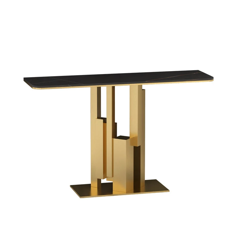 Glam Rectangular Stone Console Table - 11.81" W x 31.50" H Console Table