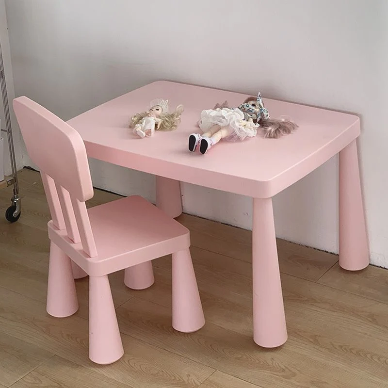 Contemporary Nordic Rectangular PE Kids Desk & Chair Set For Home Office