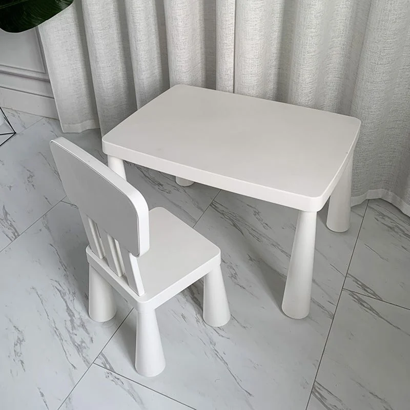 Contemporary Nordic Rectangular PE Kids Desk & Chair Set For Home Office