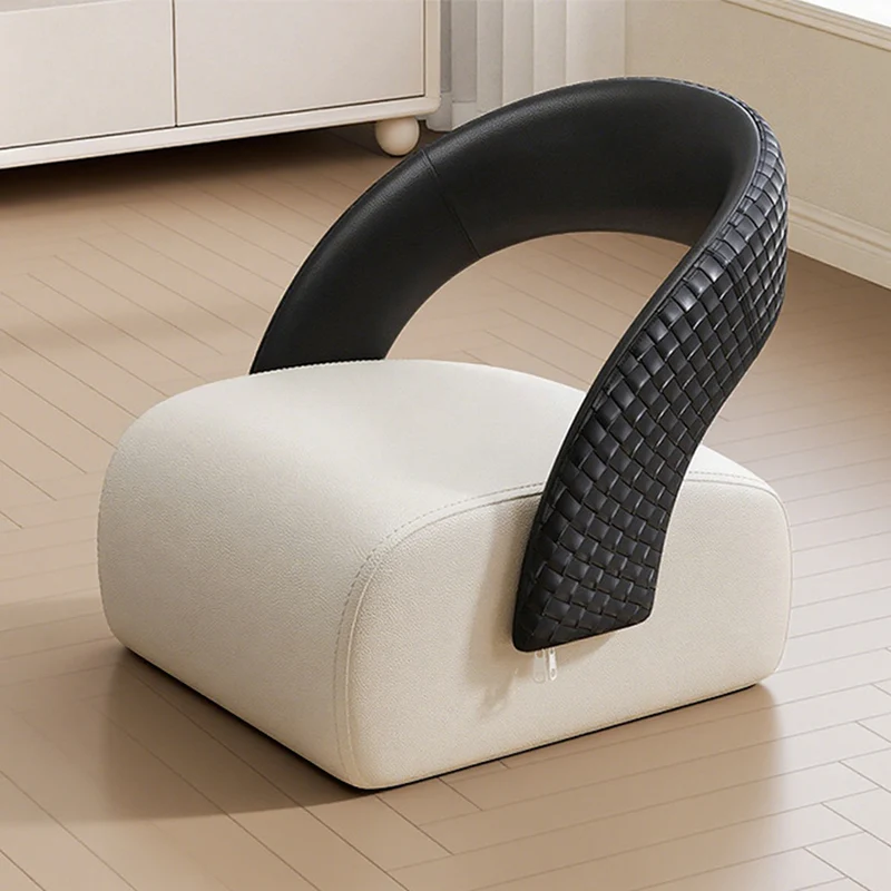 Modern Minimalist Square Multi-Layer Solid Wood Panel High-Quality Faux Leather Backrest Low Stool For Living Room