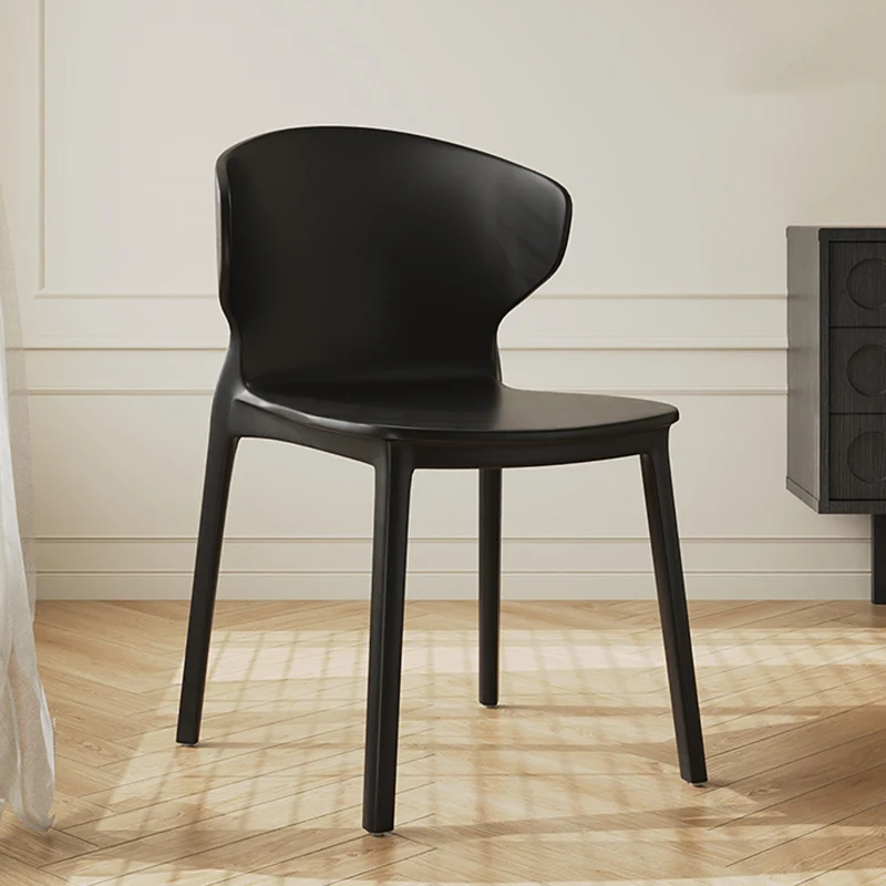Modern Minimalist Geometric PP Plastic Stackable Dining Chair Backrest Armless For Dining Room