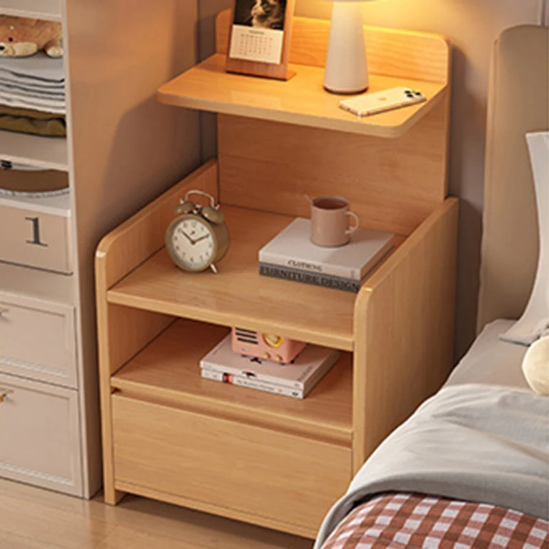 Modern Minimalist Rectangular Medium Density Fiberboard Nightstand 1/2 Drawer For Bedroom
