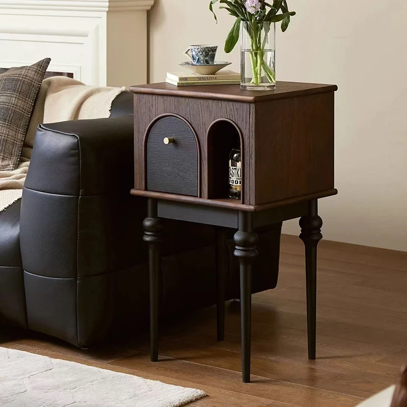 Traditional French Rectangular Pine Solid Wood Multi-Layer Plywood Nightstand 1 Drawer For Bedroom