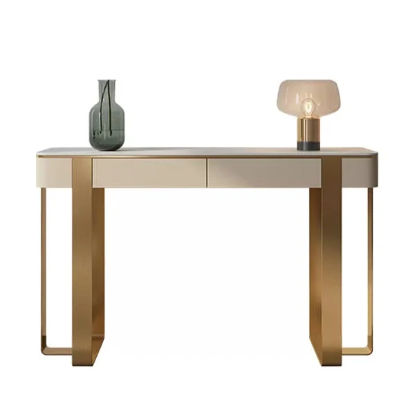 Stone Half Moon Accent Table Modern 33.46" Tall Console Table for Hall