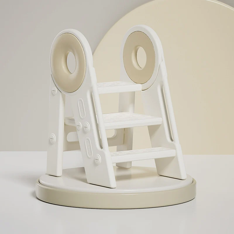 Contemporary Scandinavian Rectangular HDPE Foldable Kids Stool 3-Step For Bedroom & Living Room