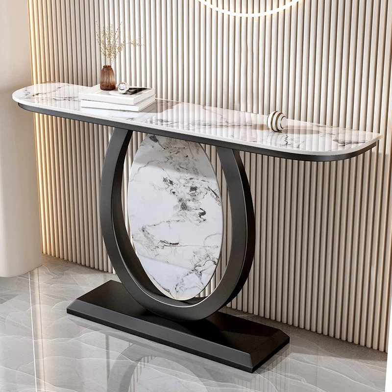 Half Moon Contemporary Console Accent Table Antique Finish Console Table