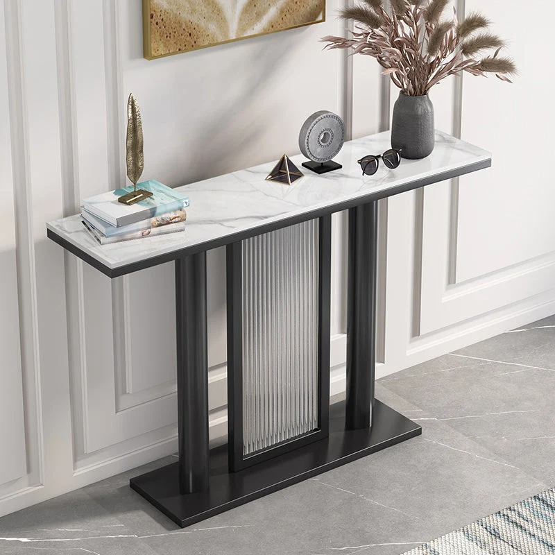 Rectangle Console Accent Table Antique Finish Modern Console Sofa Table in Stone