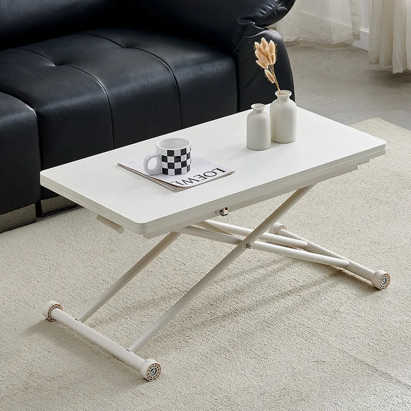 Modern Minimalist Rectangular Medium Density Fiberboard Carbon Steel Coffee Table 2-Leg Foldable For Living Room