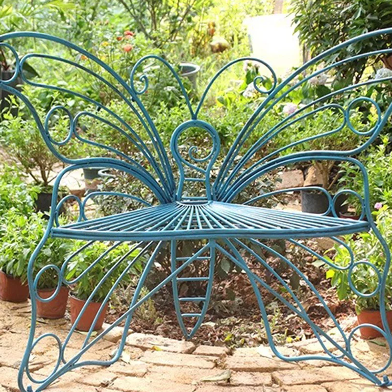 Modern Minimalist Butterfly-Shaped Iron Lounge Chair Backrest For Garden