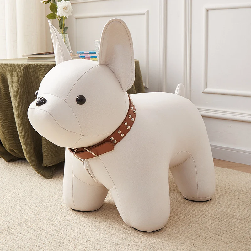Modern Minimalist Dog-Shaped Synthetic Fabric Cotton Footstool For Living Room