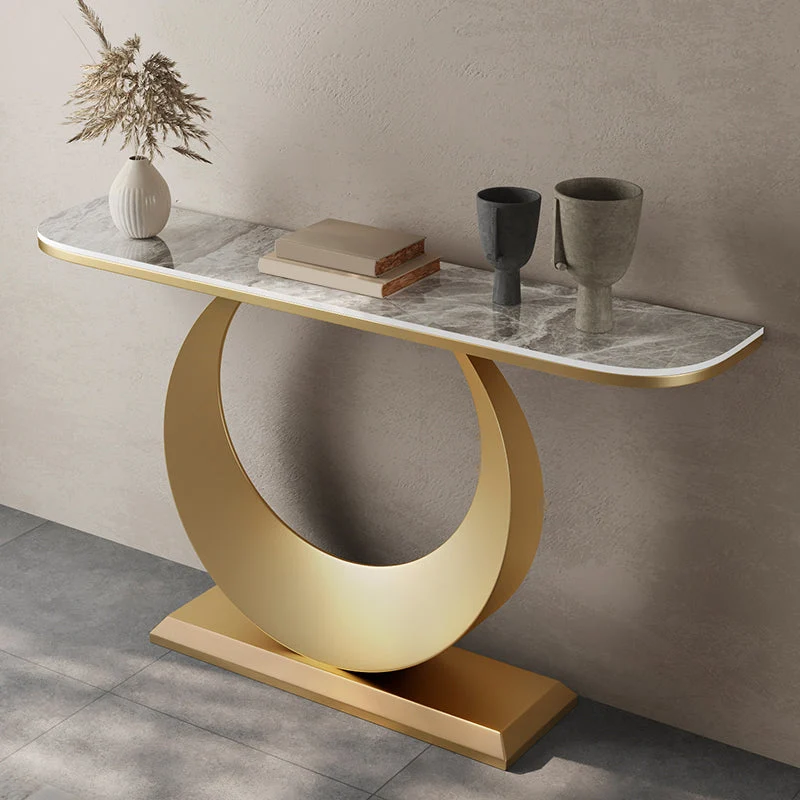 Modern Console Table Stone Half Moon End Table , 11.81-inch Wide