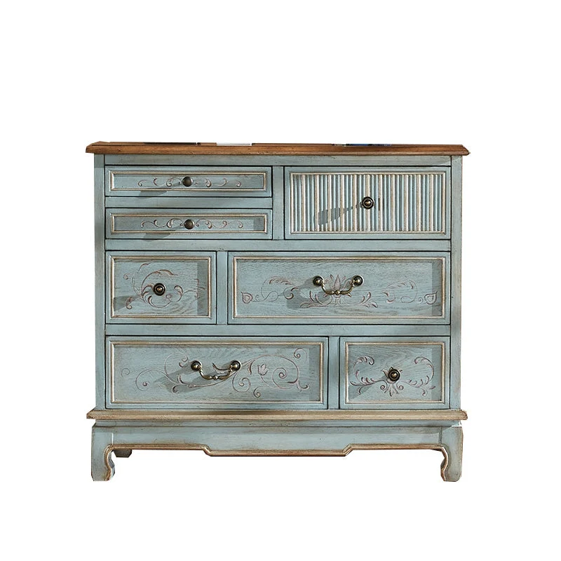 Traditional Wood Media Chest Horizontal Lingerie Chest with Drawers