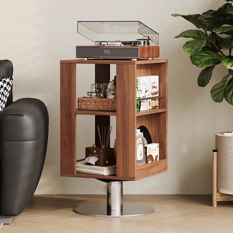 Traditional Vintage Rectangular Iron Multi-Layer Board Nightstand 3-Tier Rotatable For Bedroom