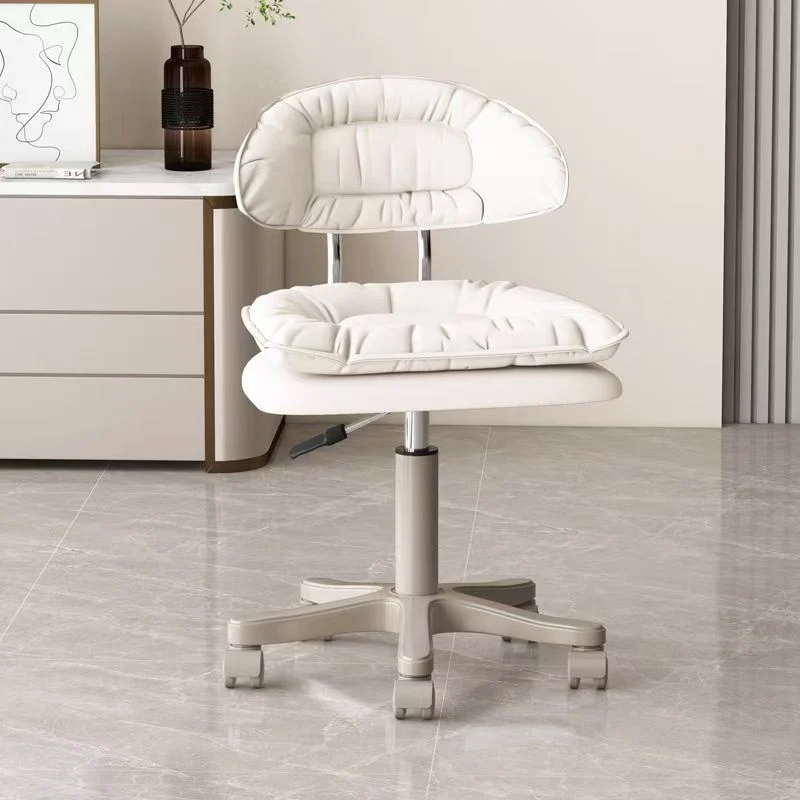 Modern Minimalist Square PU Leather Iron 360°Swivel Movable Height Adjustable Desk Chair Backrest Armless For Home Office