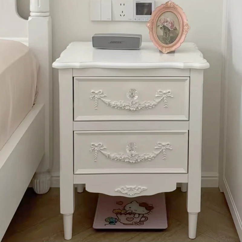 Modern Luxury Rectangular Solid Wood Nightstand 4-Leg 2-Drawer For Bedroom