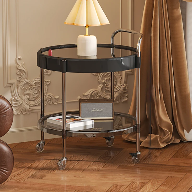 Modern Minimalist Round & Oval PET ABS Stainless Steel Movable Side Table 2/3-Tier For Living Room