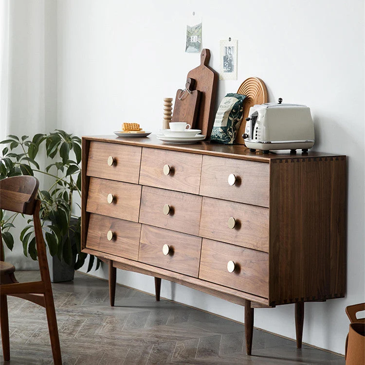 Ultra-Modern Horizontal Double Dresser Pine Storage Chest Dresser for Bedroom