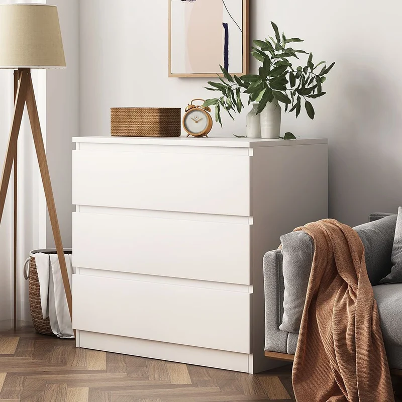 Ultra Modern Horizontal Double Dresser Wood Storage Chest Dresser for Bedroom