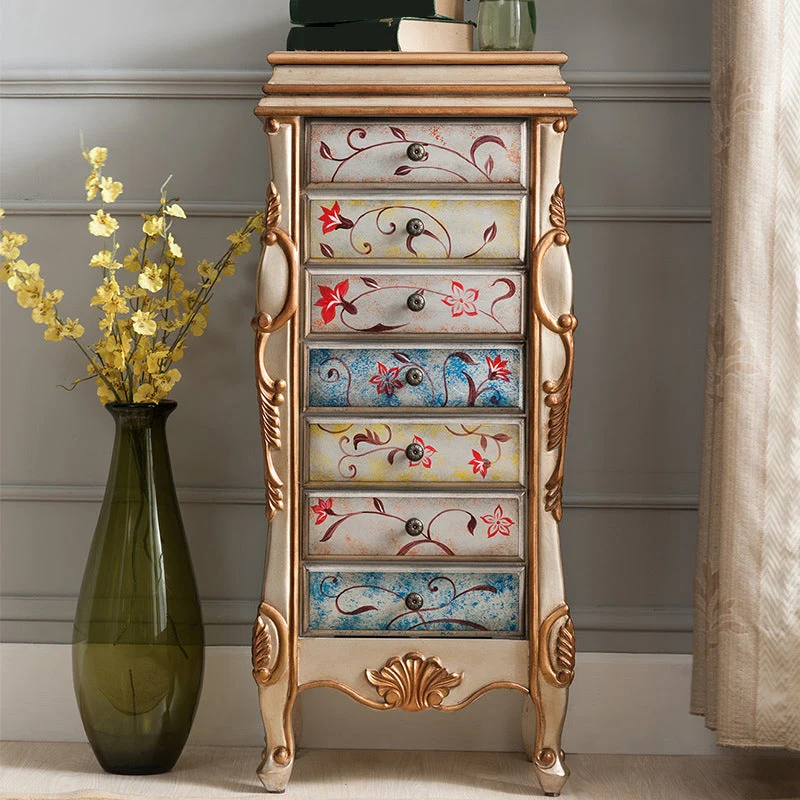 Contemporary Glam Storage Dresser Rubber Wood Storage Chest Dresser for Bedroom
