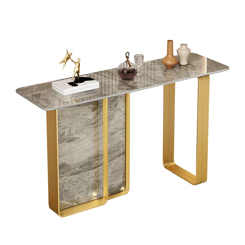 12 inch Wide Accent Table Rectangle Shape Stone Console Table for Hall