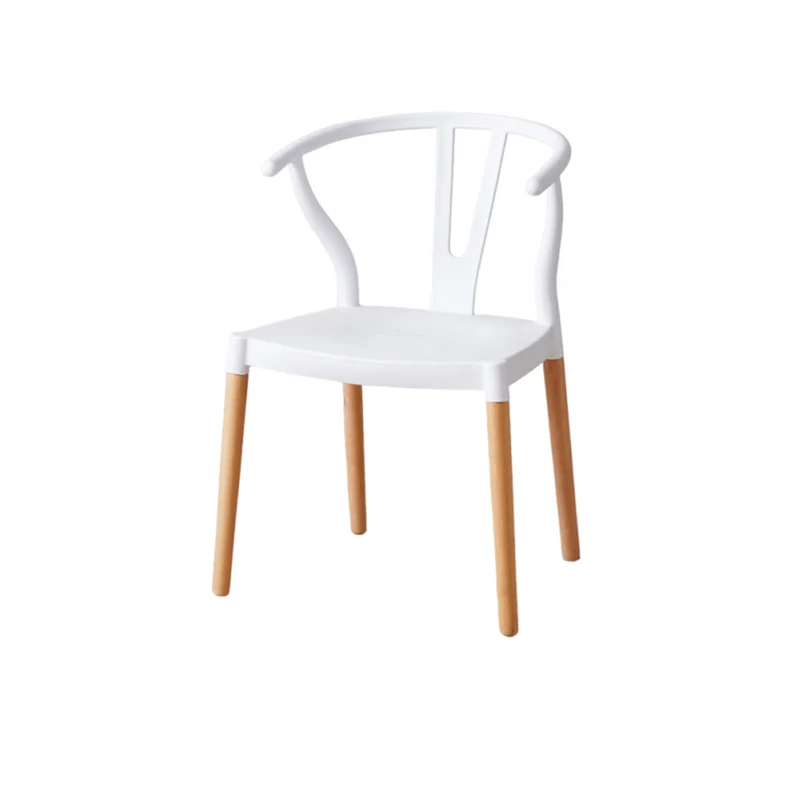 Modern Minimalist Curved PP Beech Wood Dining Chair Backrest Armless For Dining Room & Kitchen