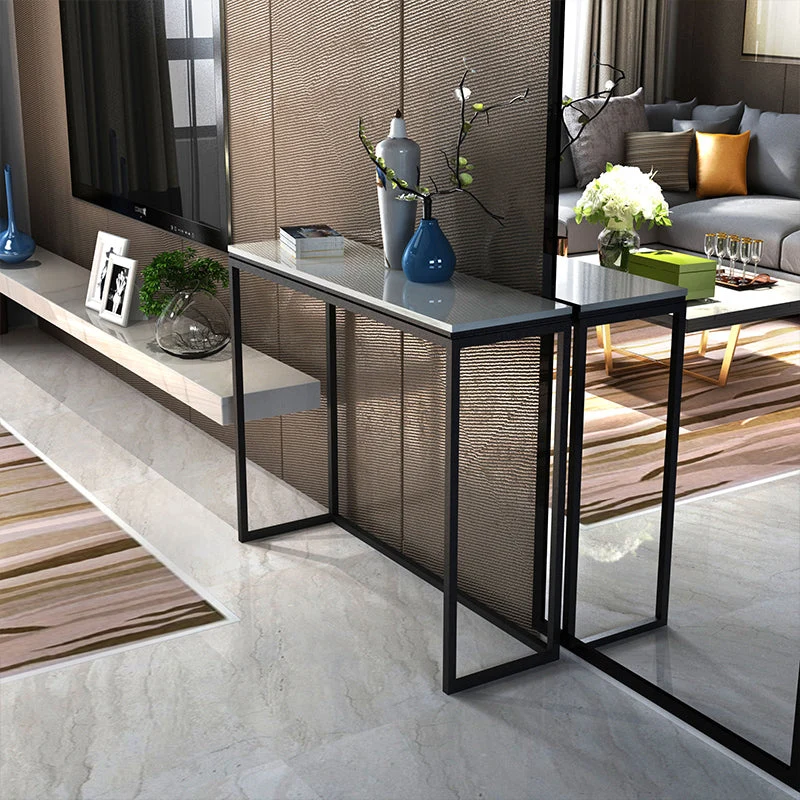 Modern Rectangular White/Black Console Table - 11.81" x 31.49" Console Table