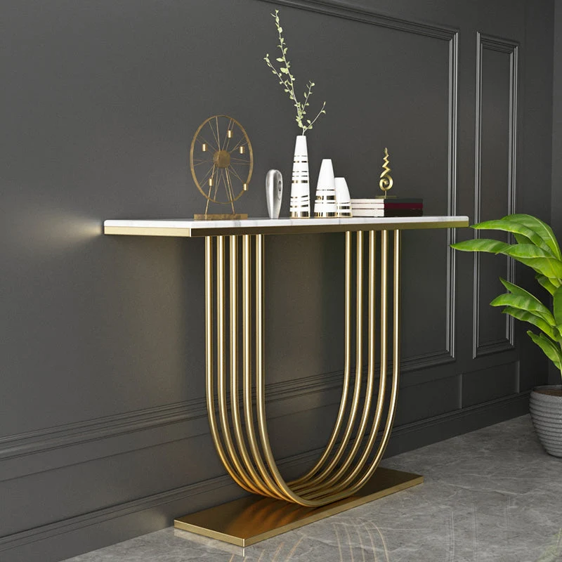 Glam Abstractl Slate/metal Rectangle Stain Resistant Console Table for Hal