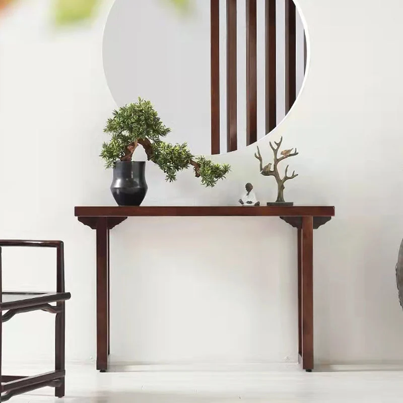 Walnut Console Table Solid Wood 9.84 inch Wide Console Sofa Table