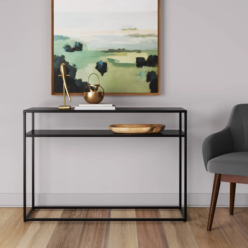 Contemporary Style Console Table Rectangle Metal Accent Table for Hall