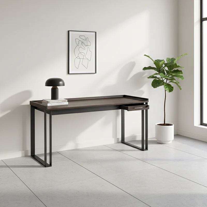 Contemporary Industrial Desk - Durable & Space-Saving Design Table Ideal For Home Office