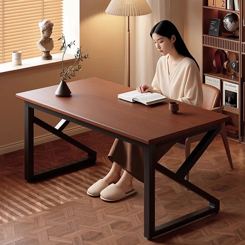 Traditional Chinese Engineered Wood Carbon Steel Rectangular K-Shaped Trapezoidal Office Desk 1 Tier For Home Office