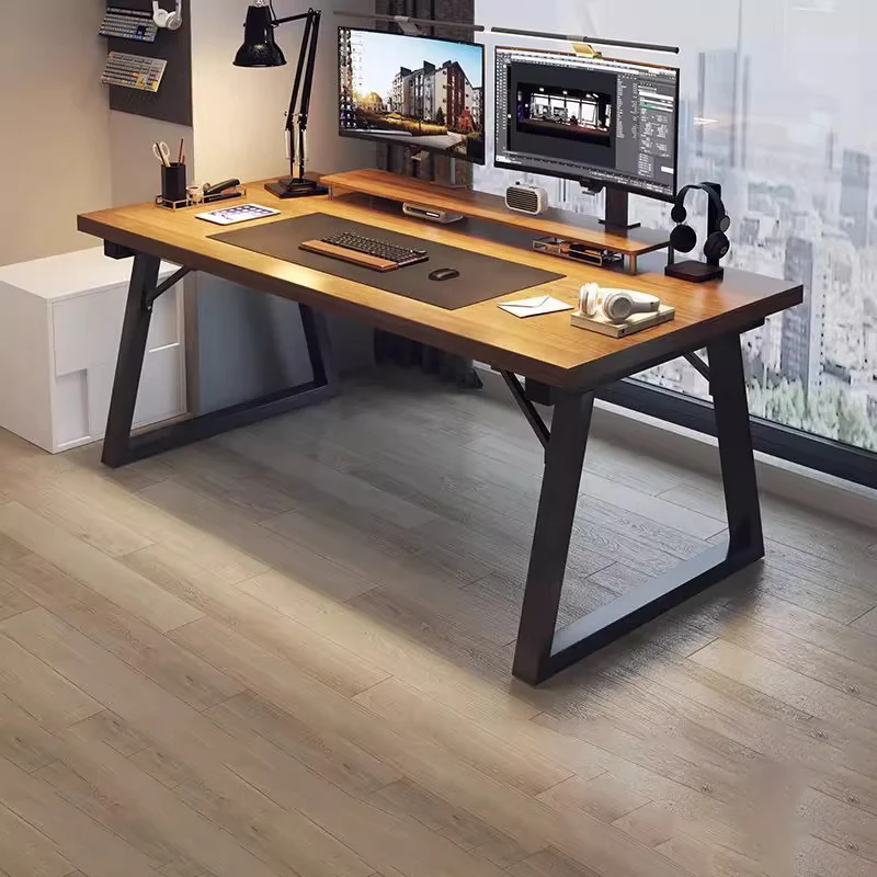 Traditional Chinese Engineered Wood Carbon Steel Rectangular K-Shaped Trapezoidal Office Desk 1 Tier For Home Office