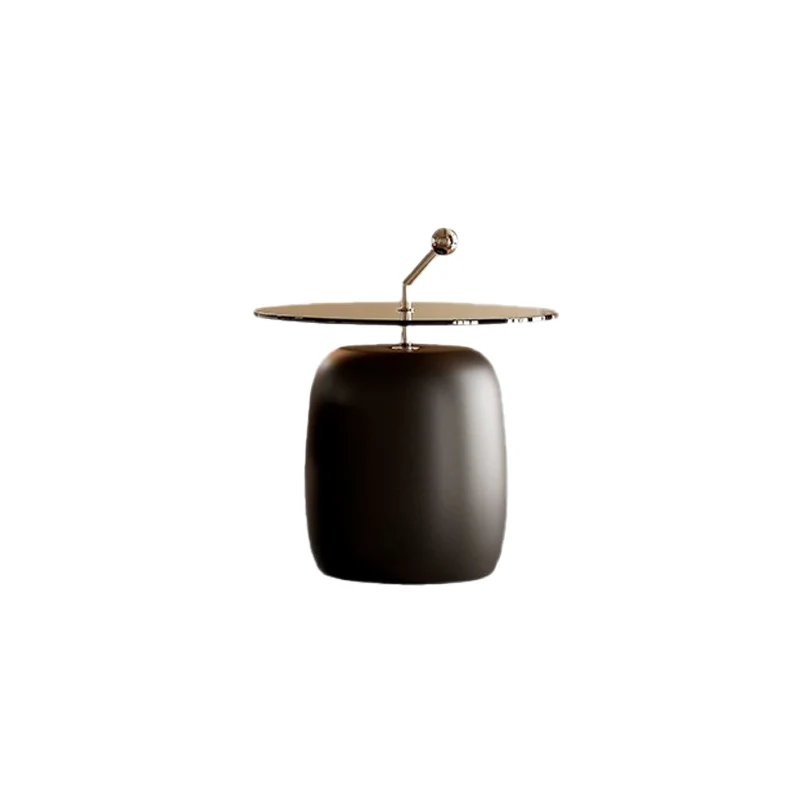 Traditional French Walnut Veneer Tempered Glass Carbon Steel Stainless Steel Round Coffee Table 1-Tier For Living Room