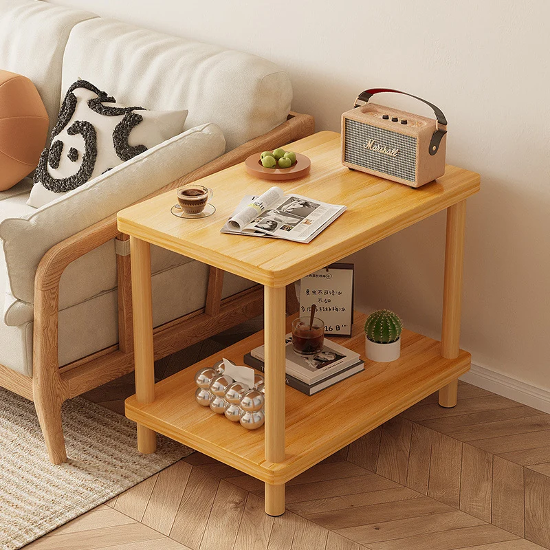 Modern Minimalist MDF Rounded Rectangular Side Table 2-Tier For Living Room