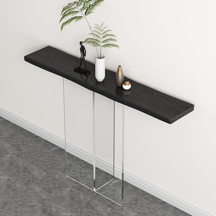 Solid Wood Rectangle Console Table 29.53-inch Tall End Table with Acrylic Leg