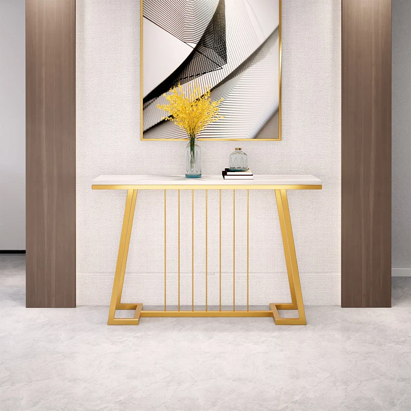 Contemporary Console Accent Table Rectangle Console Sofa Table in Marble