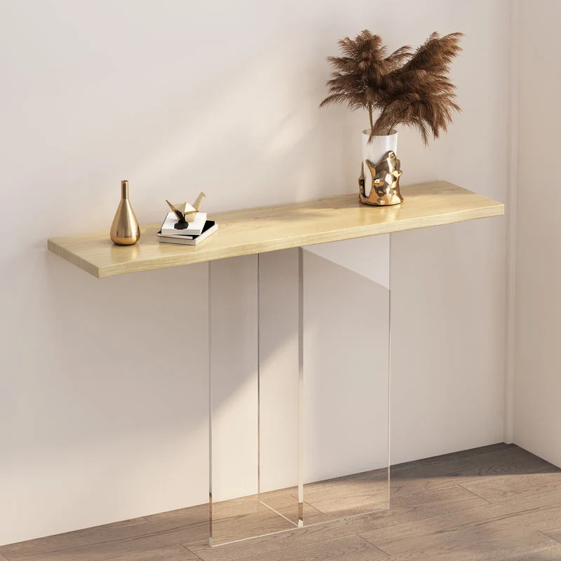 Solid Wood Rectangle Accent Table 31.5-inch Tall End Table with Acrylic Leg