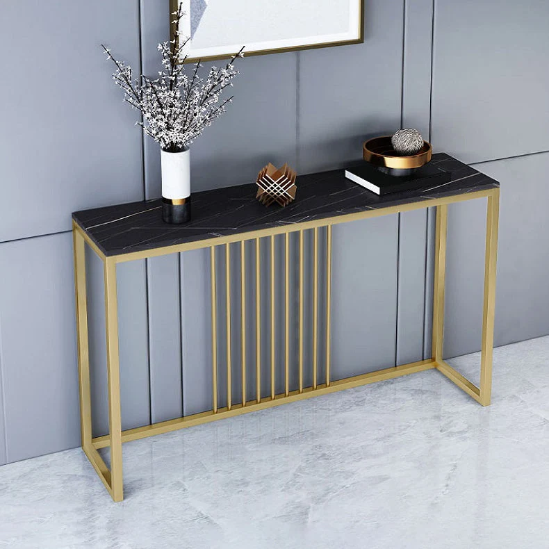 Contemporary Console Accent Table Rectangle Console Sofa Table in Stone