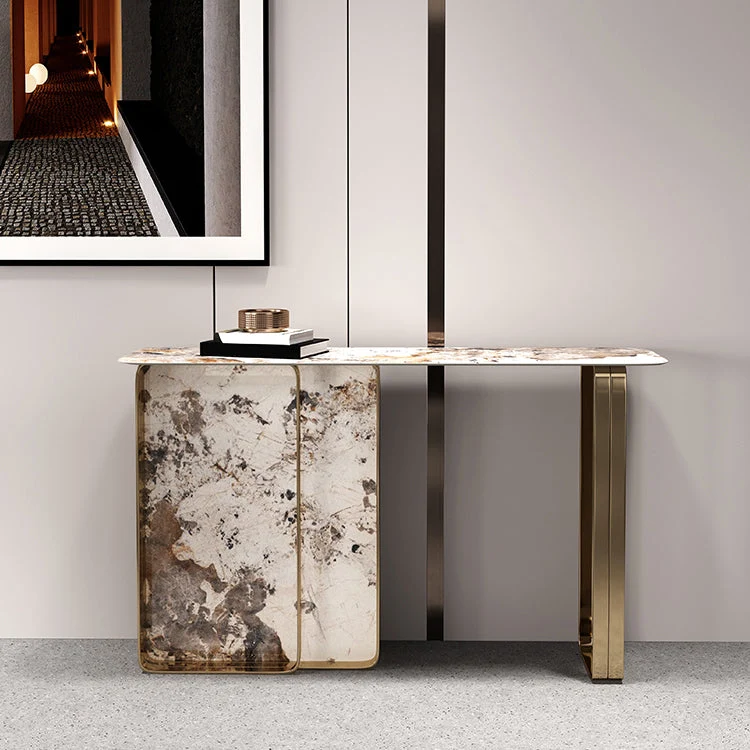 16 inch Wide Glam Console Table Rectangle Stone Sofa Console Table