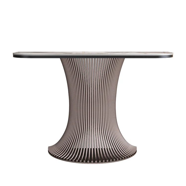 16 Inch Wide Accent Table Modern Style Stone Half Moon Console Table for Hall