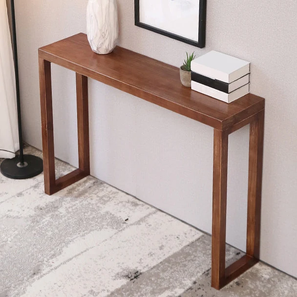 12 inch Wide Accent Table Mid-Century Modern Rectangle Wooden Console Table for Hall