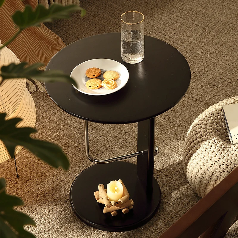 Traditional Vintage Round Solid Wood Stainless Steel Side Table For Living Room