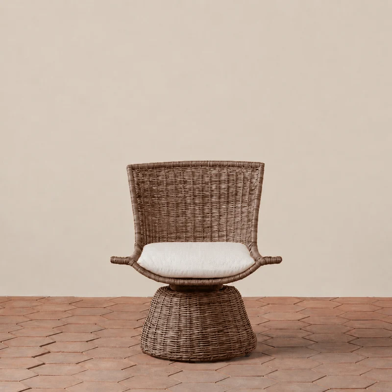 Contemporary Scandinavian Indonesian Rattan Weaving Lounge Chair - Back Chair With Handwoven Texture For Living Room