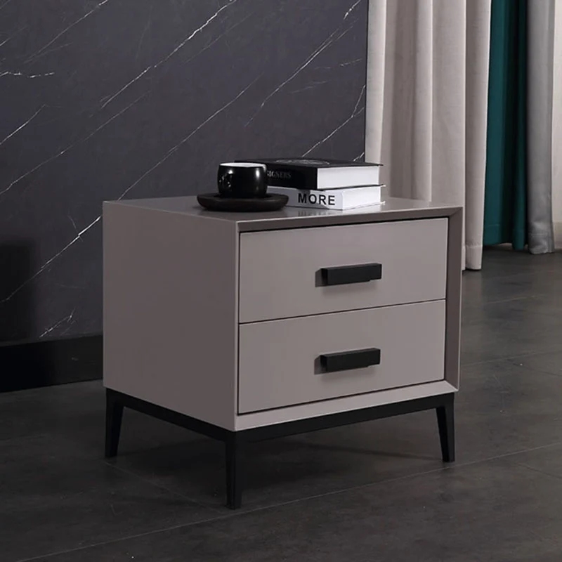 Eco-Friendly Nightstand - Scandinavian Aesthetic Iron-Leg Bedside Table 2-Drawer For Bedroom