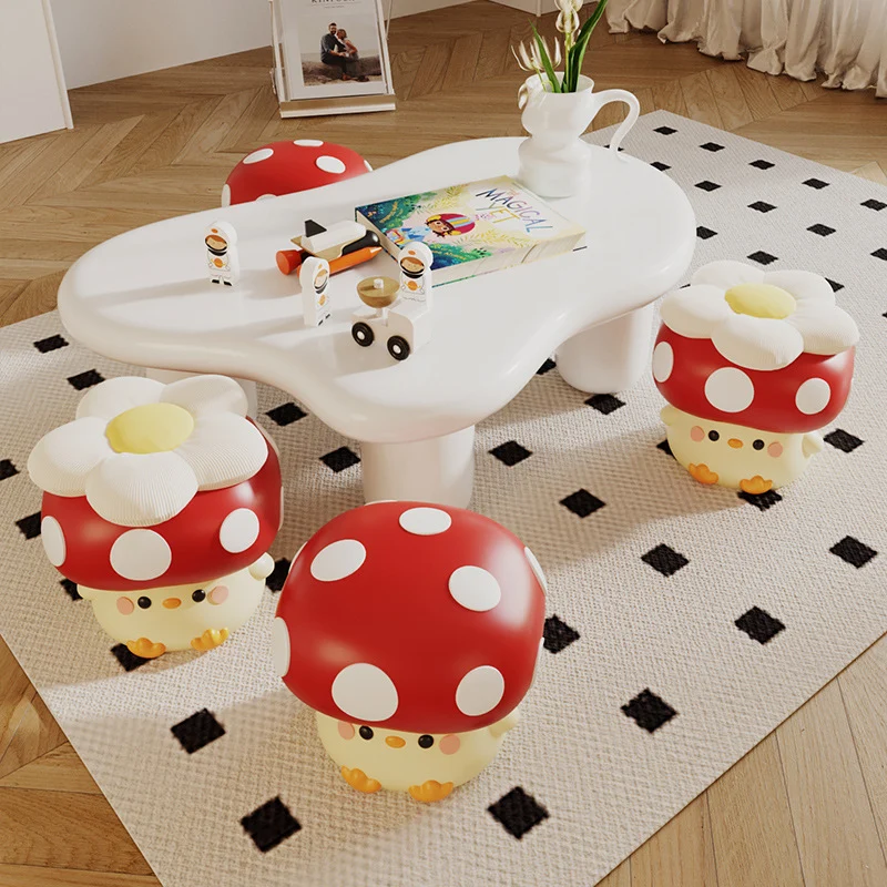 Modern Art Deco Resin Mushroom-Shaped Shoe Bench For Living Room