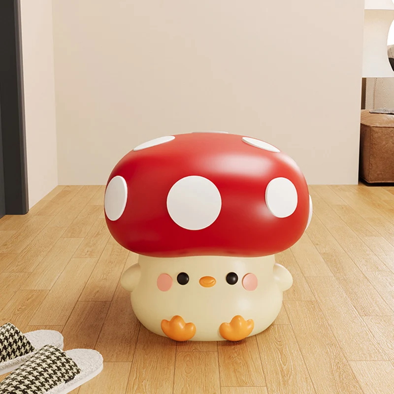 Modern Art Deco Resin Mushroom-Shaped Shoe Bench For Living Room